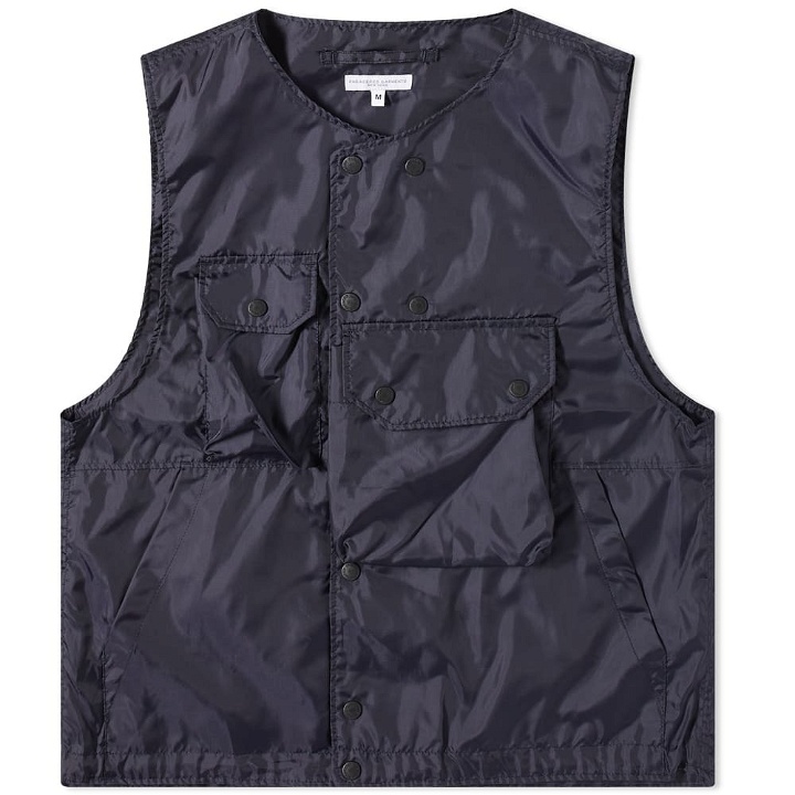 Photo: Engineered Garments Men's Taffeta Cover Vest in Dark Navy