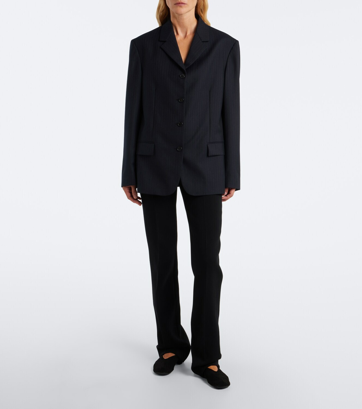 The Row Gelda chalk stripe wool blazer
