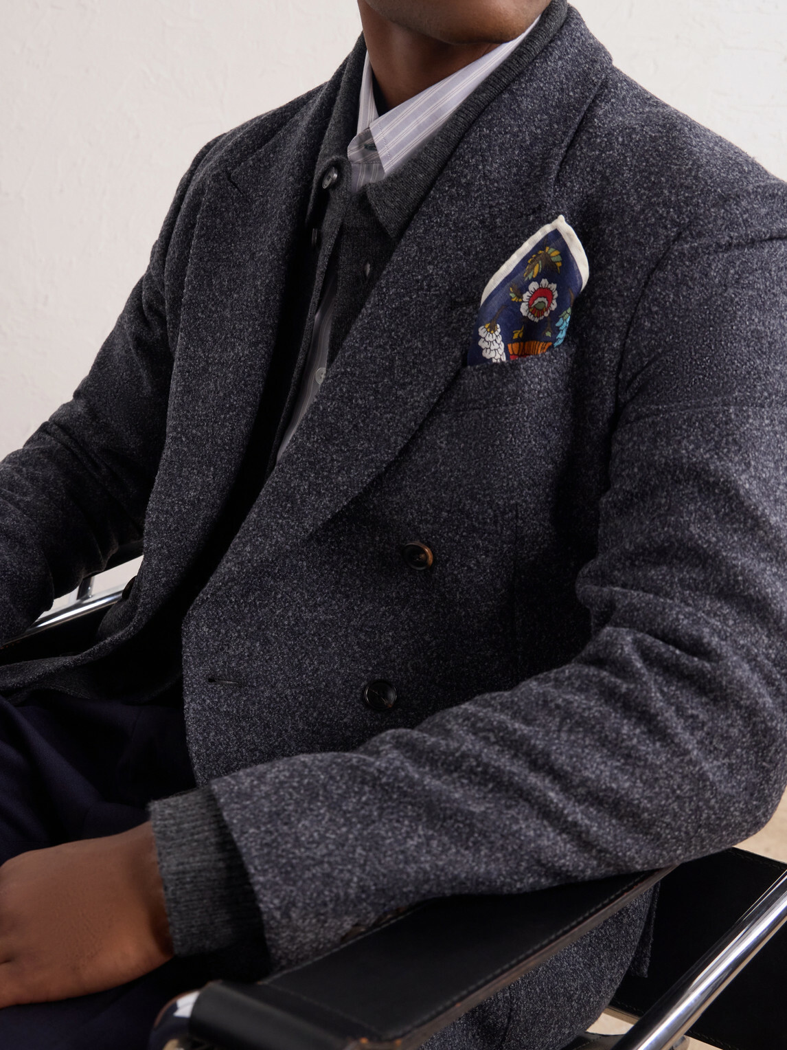 Paul Smith - Double-Breasted Wool-Blend Bouclé Blazer - Gray