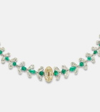 Kamyen 18kt white gold necklace with emeralds