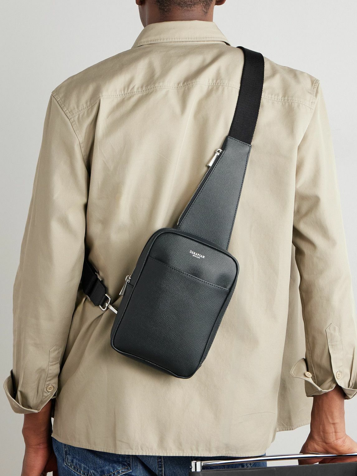 Serapian - Cross-Grain Leather Sling Backpack