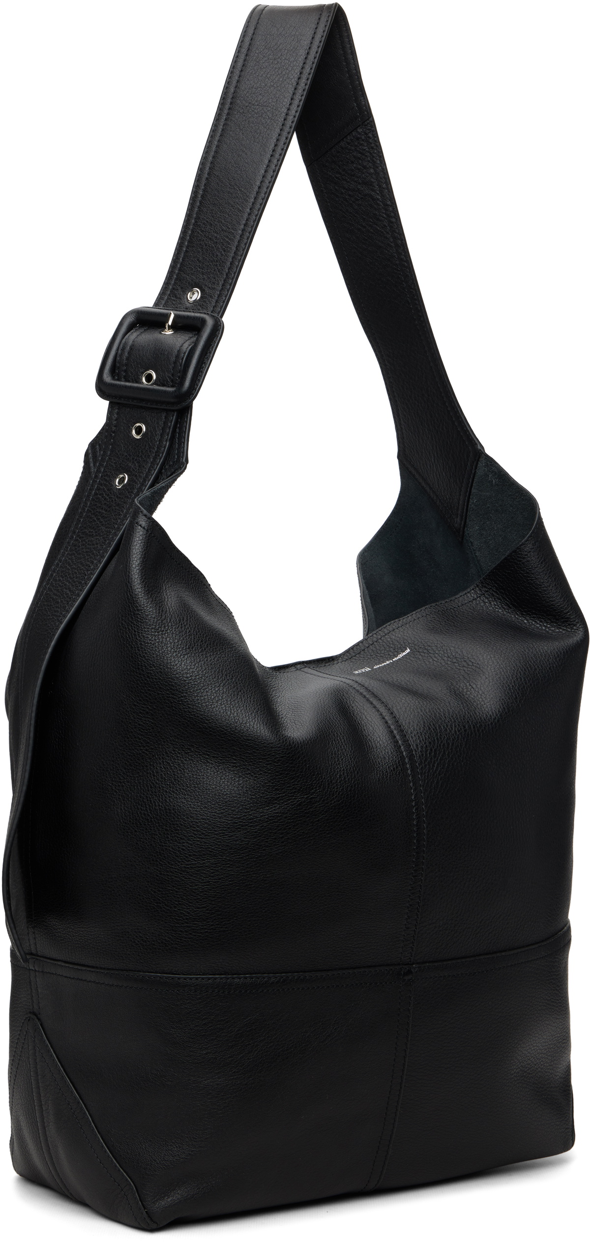 AMI Paris Black Taurillon Leather Etienne Crossbody Bag