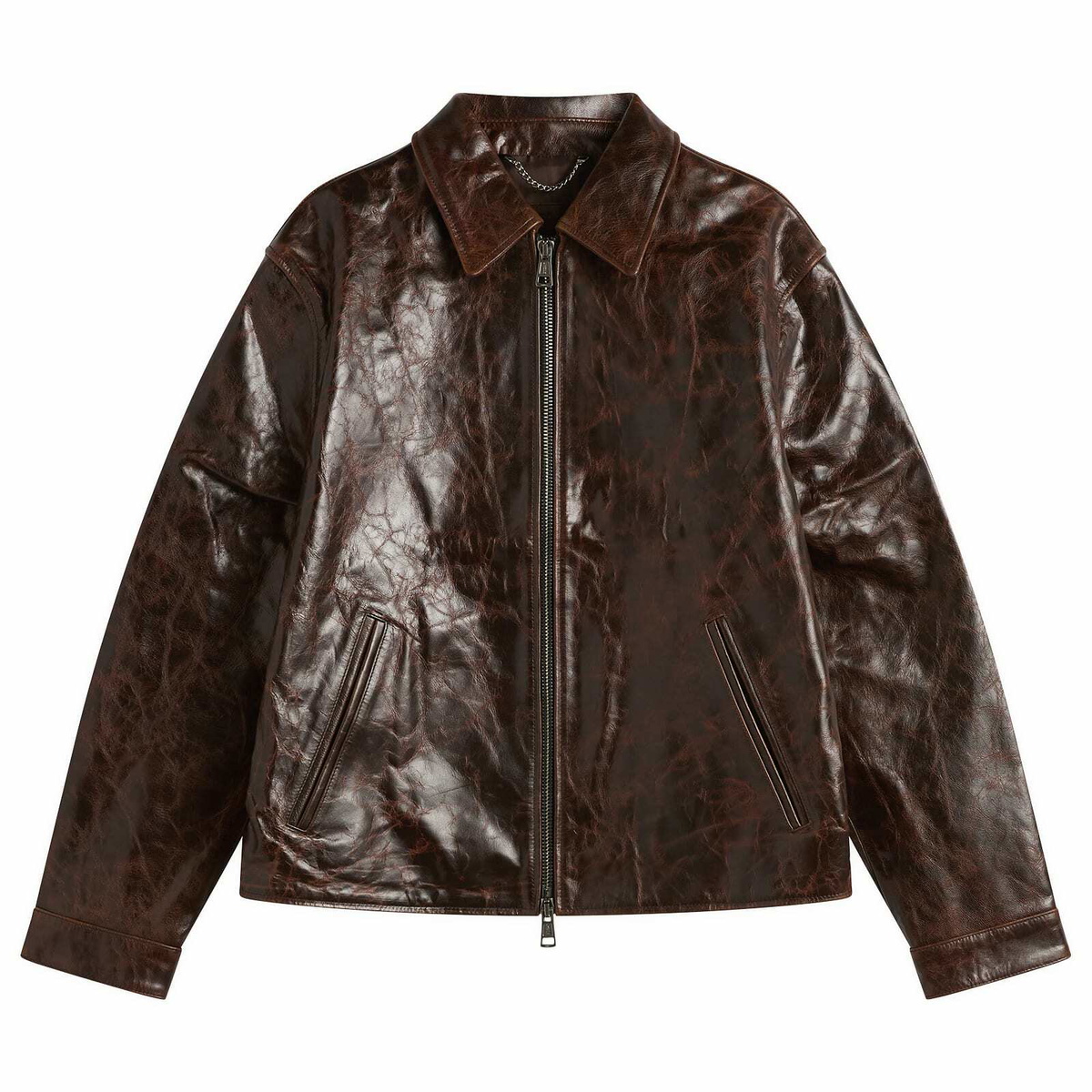 LOW CLASSIC Brown Zip Faux-Leather Jacket Low Classic