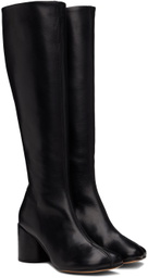 MM6 Maison Margiela Black Stitch-Out Leather Tall Boots