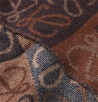 Loewe - Logo-Intarsia Fringed Wool and Cashmere-Blend Scarf - Brown