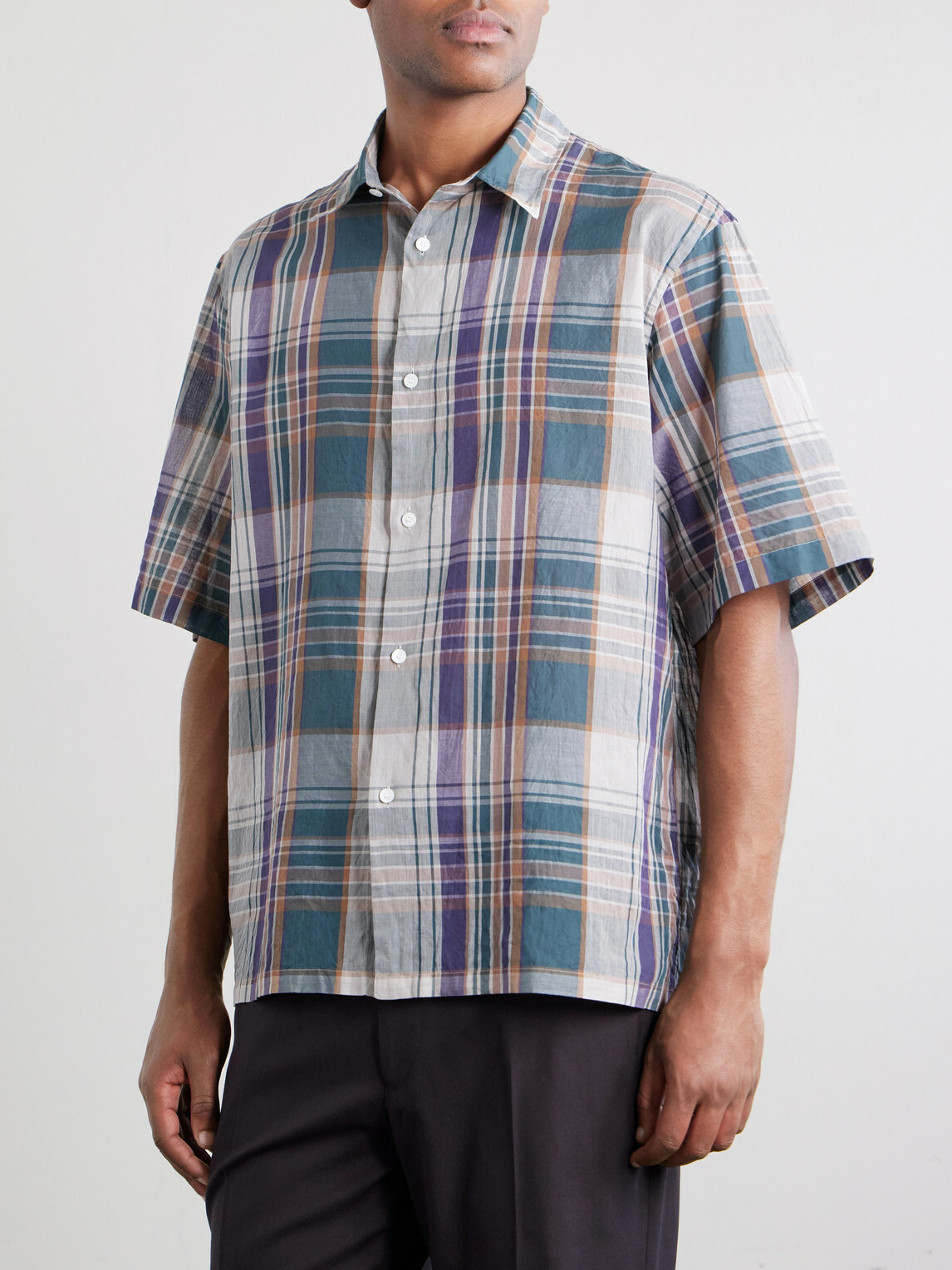 Kaptain Sunshine - Checked Cotton-Gauze Shirt - Green
