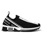 Dolce & Gabbana - Sorrento Logo-Print Stretch-Knit Slip-On Sneakers - Black