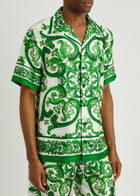 Dolce & Gabbana Majolica Printed Silk Shirt Green