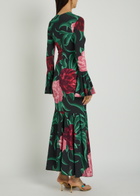 LA Double J Alba Floral-print Stretch-jersey Maxi Dress Black