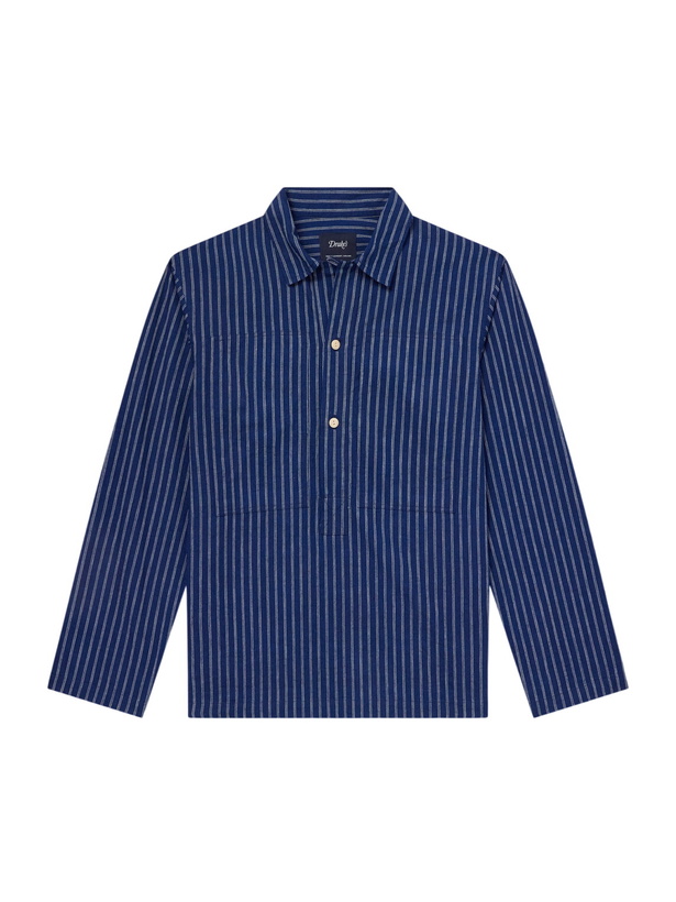 Photo: Drake's - Striped Cotton Polo Shirt - Blue