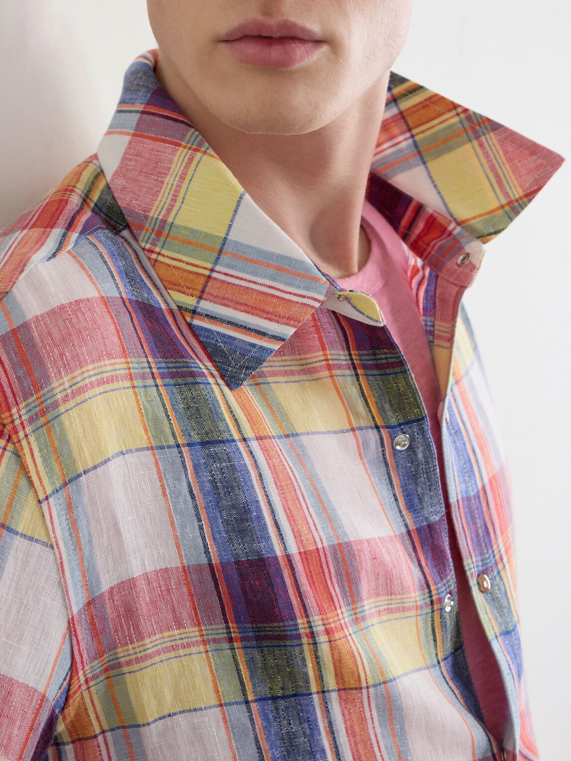 God's True Cashmere - Daybreak Checked Linen Shirt - Multi