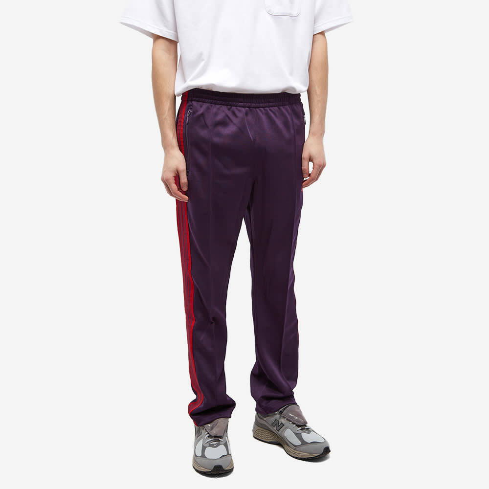 Needles Men's Poly Smooth Narrow Track Pant in Dark Purple