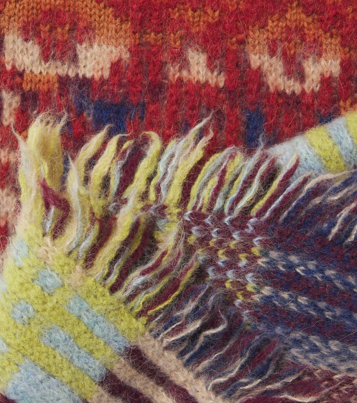 Dries Van Noten Checked fringed wool and alpaca-blend scarf