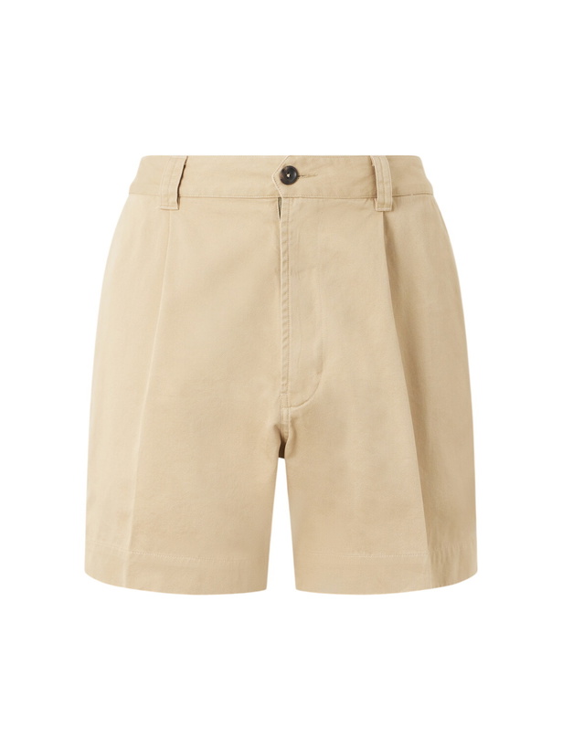 Photo: Drake's - Straight-Leg Pleated Cotton Twill Chino Shorts - Neutrals