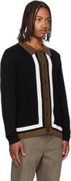 Hugo Black Button-Up Striped Cardigan