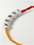FENDI - Logo-Detailed Ceramic and Palladium-Plated Beaded Bracelet - Red