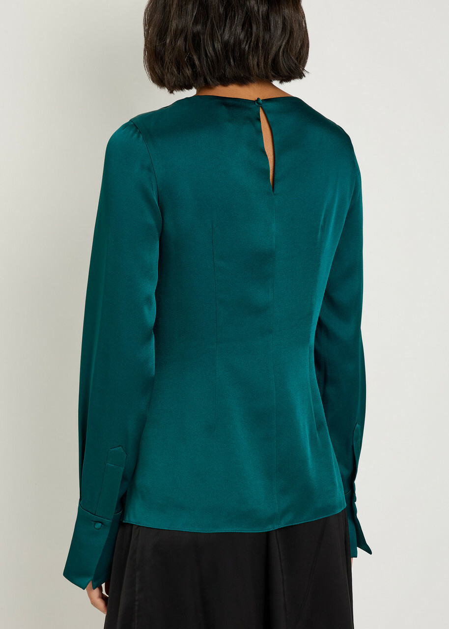 Erdem Draped Crepe de Chine top Green Dark