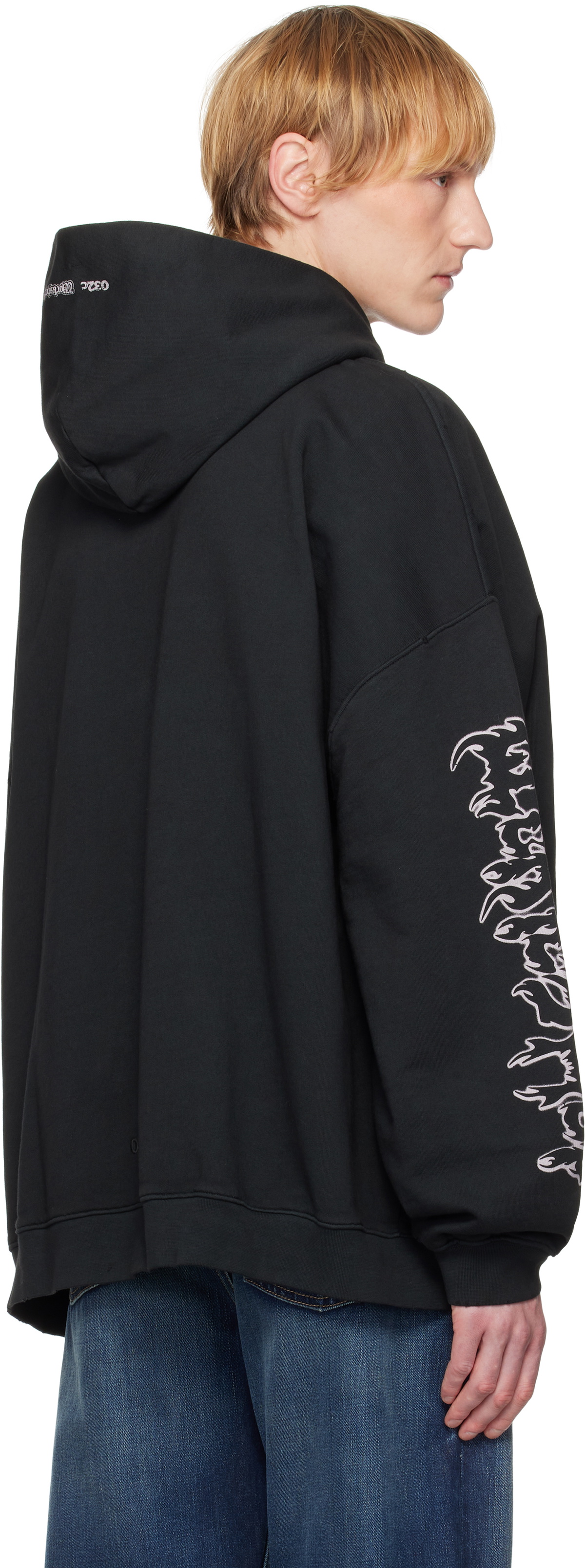 032c Black Faithless Oversized Hoodie