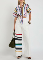 Cala DE LA Cruz Leroy Striped Cropped Linen top Stripe
