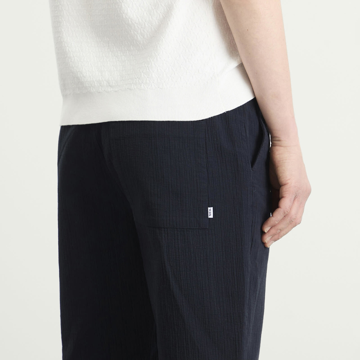 Wax London Men's Kurt Cotton Linen Crinkle Trousers in Navy