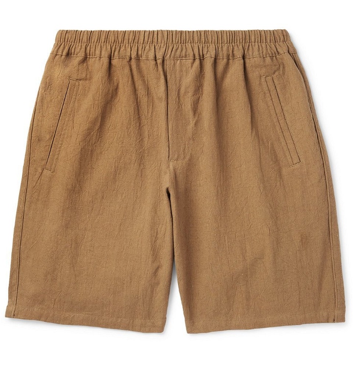 Photo: Folk - Linen And Cotton-Blend Drawstring Shorts - Tan