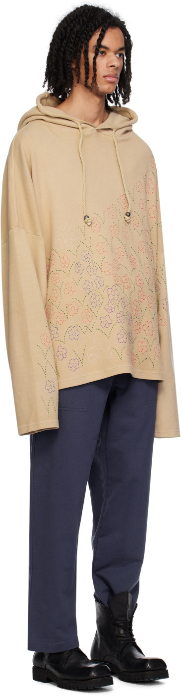 Glass Cypress Beige Floral Hoodie