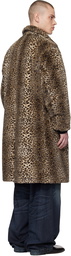 WACKO MARIA Brown Chesterfield Faux-Fur Coat