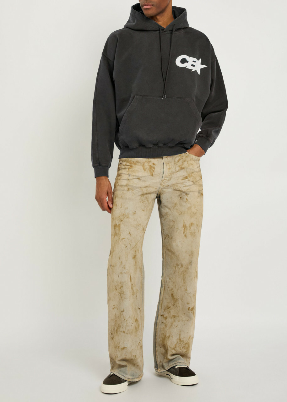 Cole Buxton Star Racing Hooded Printed Cotton Sweatshirt Black