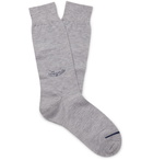 Ermenegildo Zegna - Logo-Embroidered Mélange Stretch-Knit Socks - Gray