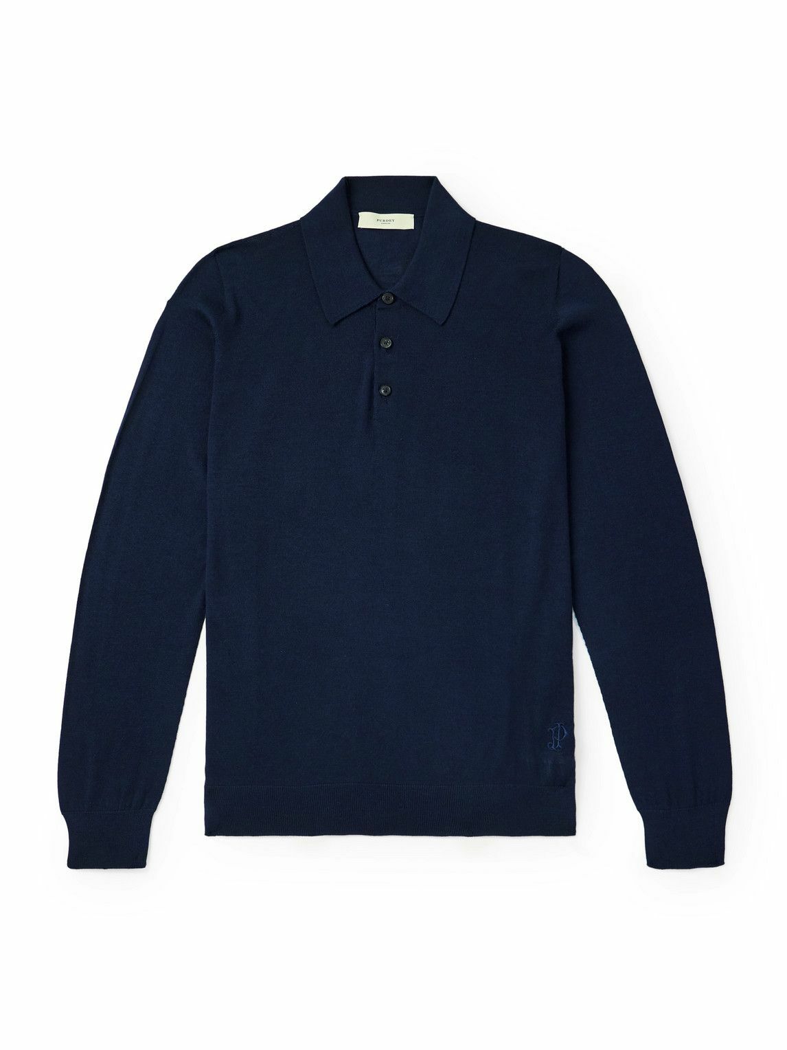 Purdey - Wool Polo Shirt - Blue