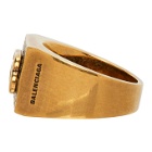 Balenciaga Gold Textured BB Ring