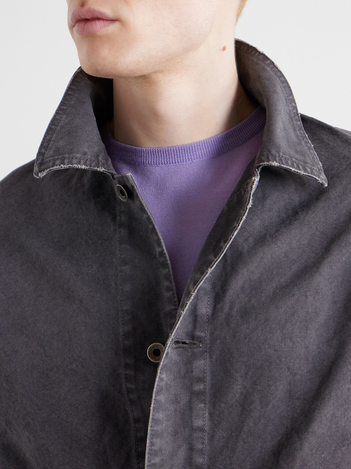 FULLCOUNT - Tent Cloth Distressed Denim Chore Jacket - Gray