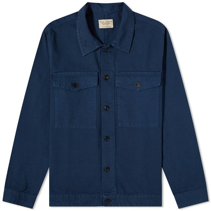 Photo: Nudie Jeans Co Men's Nudie Colin Canvas Overshirt in Indigo Blue