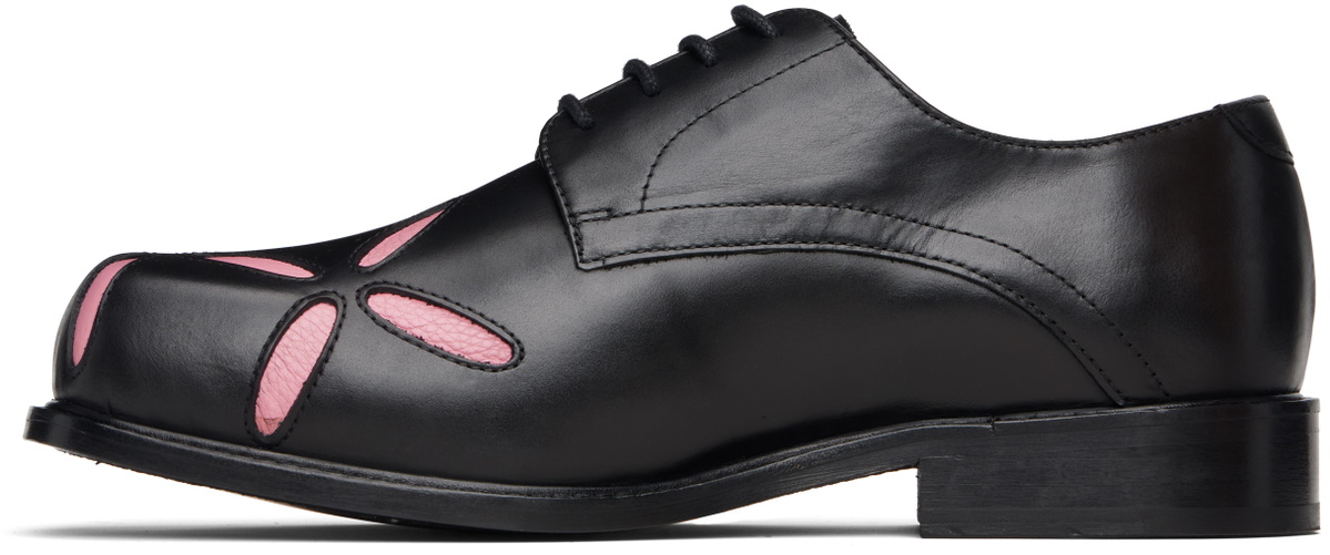 Stefan Cooke SSENSE Exclusive Black & Pink Slashed Square Toe Derbys
