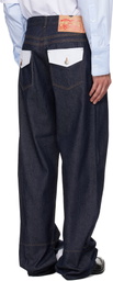 EGONlab Navy Contrasted Hem Jeans
