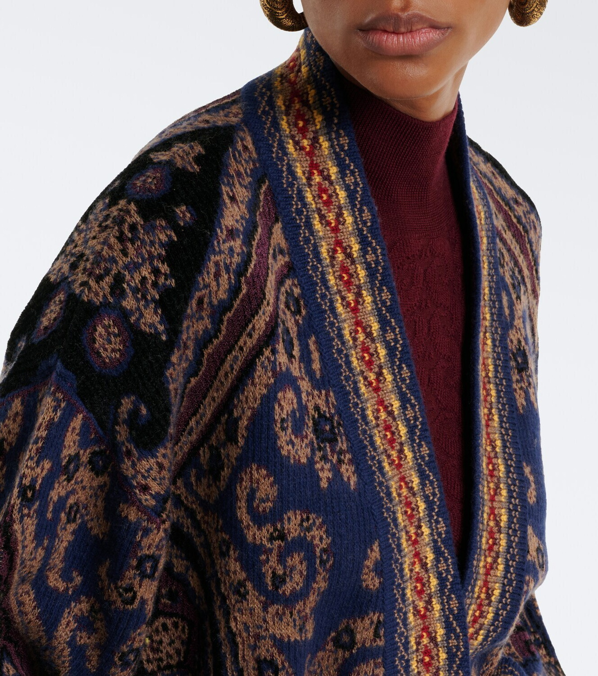Etro Jacquard wool-blend wrap cardigan
