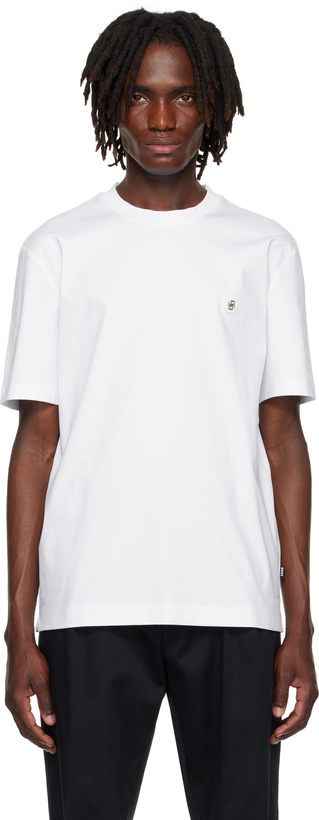 Photo: BOSS White Regular-Fit Monogram Print T-shirt
