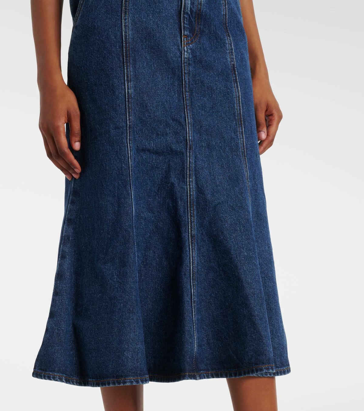 【関税&送料込】Self-Portrait Denim Flared Midi Skirt Black Flared Denim Midi Skirt – self-portrait-US
