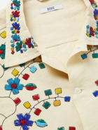 BODE - Trailing Blossom Bead-Embellished Linen and Cotton-Blend Shirt - Neutrals