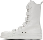 Ann Demeulemeester White Leather Velcro High-Top Sneakers