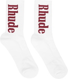 Rhude White RH Vertical Logo Socks