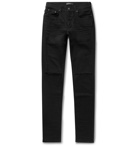AMIRI - Slash Skinny-Fit Distressed Stretch-Denim Jeans - Black