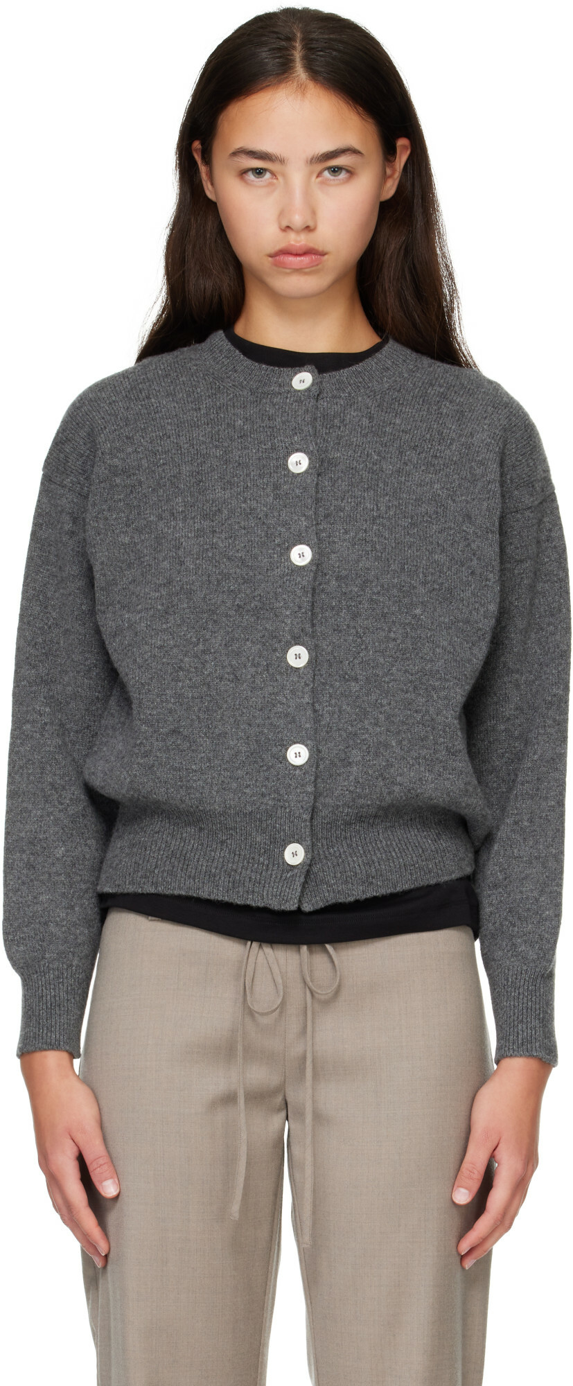 &Daughter Gray Ada Crewneck Cardigan