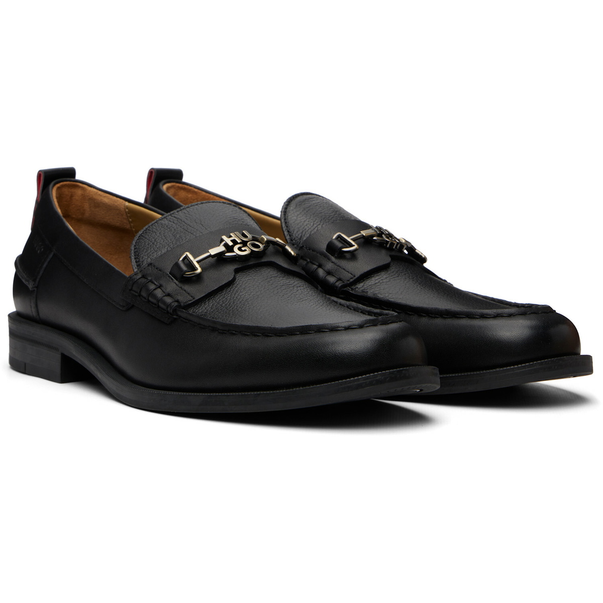Hugo Black Stacked-Logo Bit Loafers