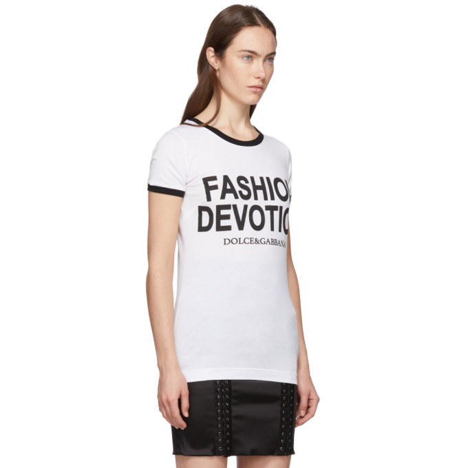 Dolce and Gabbana White Fashion Devotion T-Shirt Dolce & Gabbana