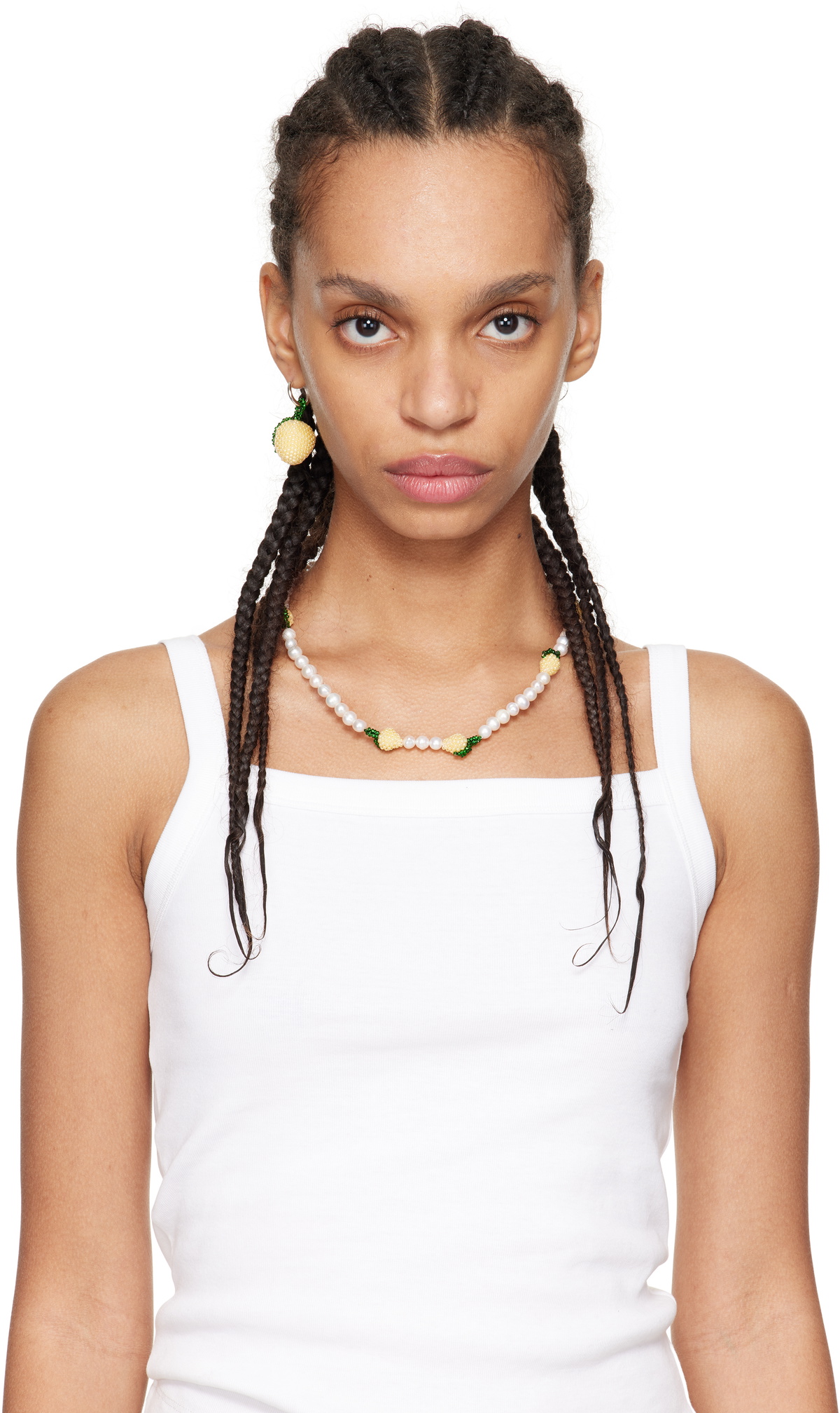 Pura Utz White Pearl Multi Lemon Necklace