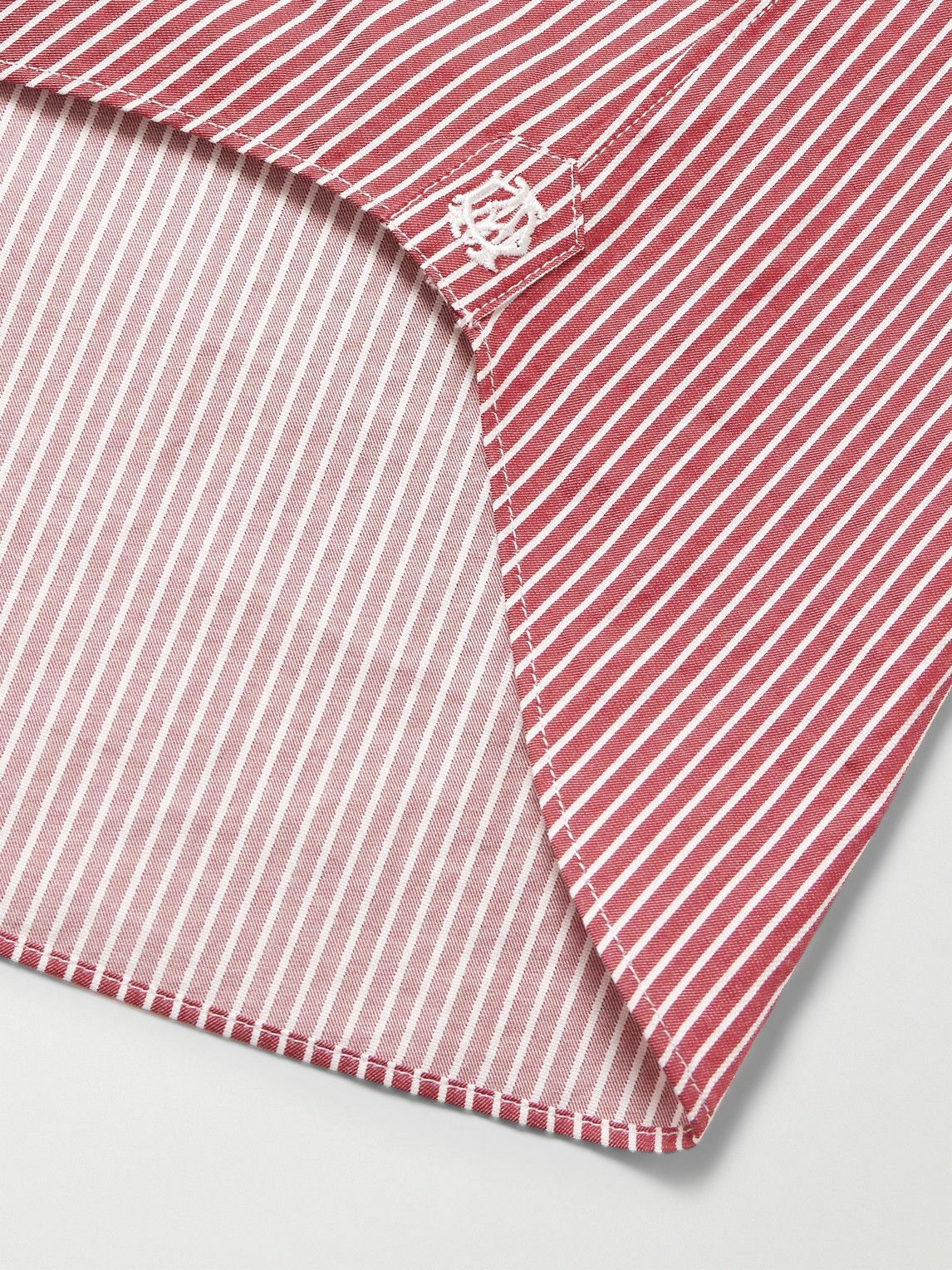Dunhill - Cutaway-Collar Striped Cotton-Poplin Shirt - Red