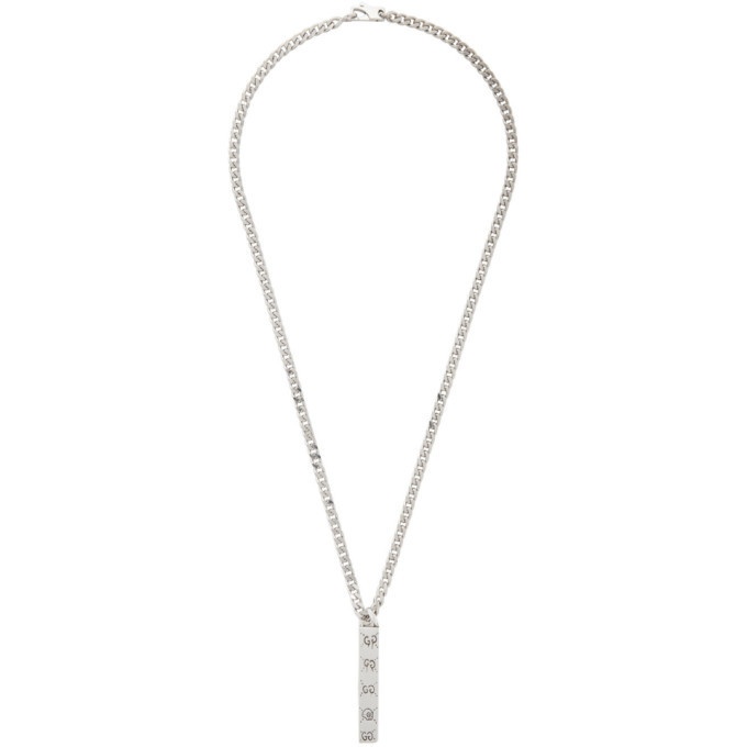 Photo: Gucci Silver Ghost Bar Necklace