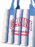 GANNI Large Easy Striped Cotton Tote Bag