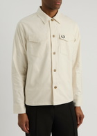 Fred Perry Logo-embroidered Cotton-twill Overshirt Cream